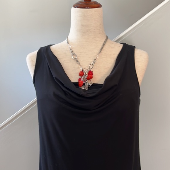 EILEEN FISHER Dress Black Jersey Handkerchief Hem - Picture 4 of 9